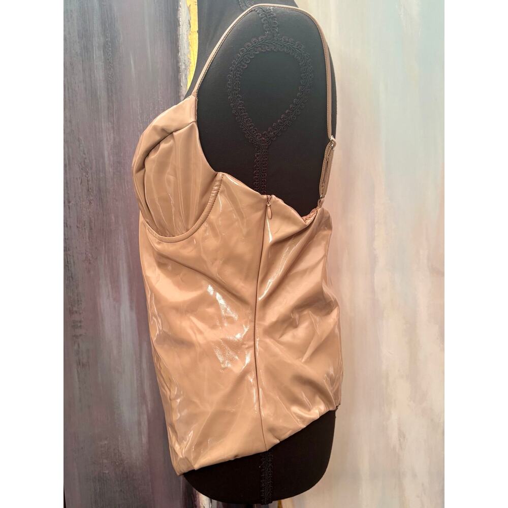 Naked Wardrobe Nude Faux Leather Underwire Bodysuit XL Vegan Leather Stretch - Picture 5 of 8